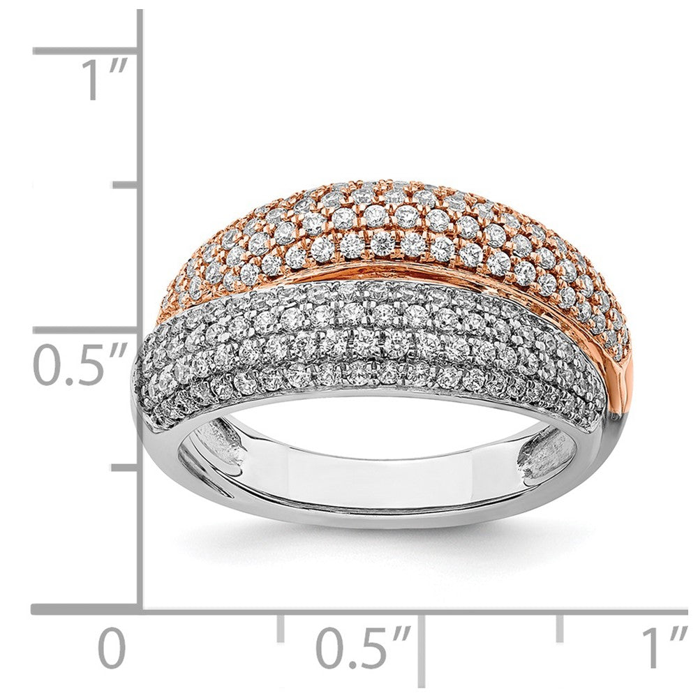 14K Bicolor Gold Polierter Ring mit Diamant-Pavé