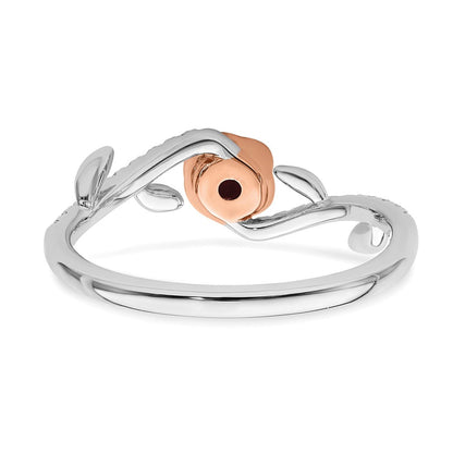 14K Bicolor Gold Polierter Ring mit Rubin und echten Diamanten