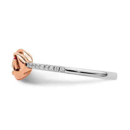 14K Bicolor Gold Ring mit Rubin und echten Diamanten, poliert