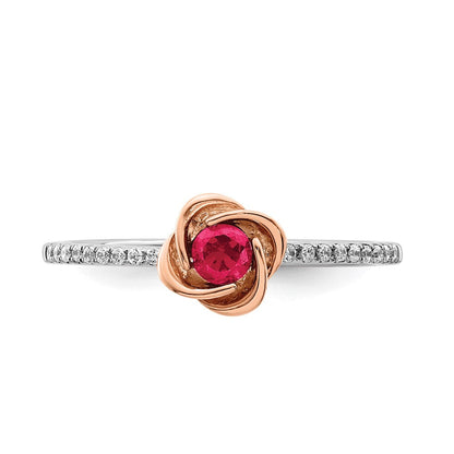 14K Bicolor Gold Ring mit Rubin und echten Diamanten, poliert
