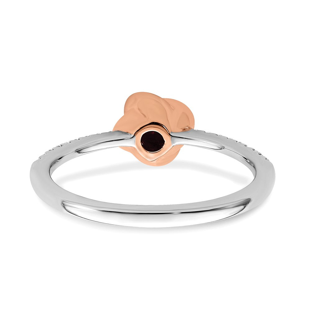 14K Bicolor Gold Ring mit Rubin und echten Diamanten, poliert