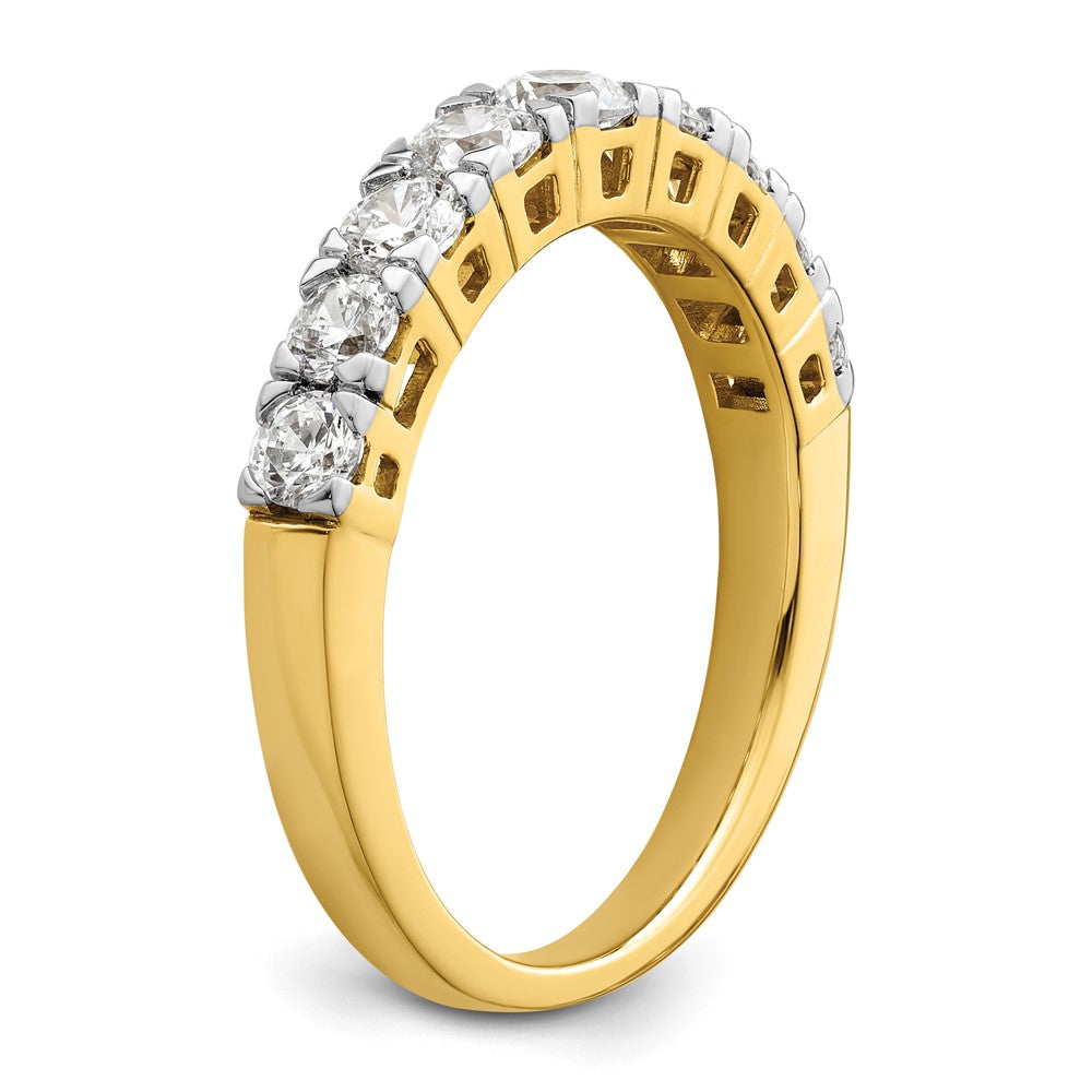 14K Gelbgold Ring mit 1 ct. im Labor gezüchteten Diamanten VS/SI+ G+, Neun-Stein-Fashion-Ring