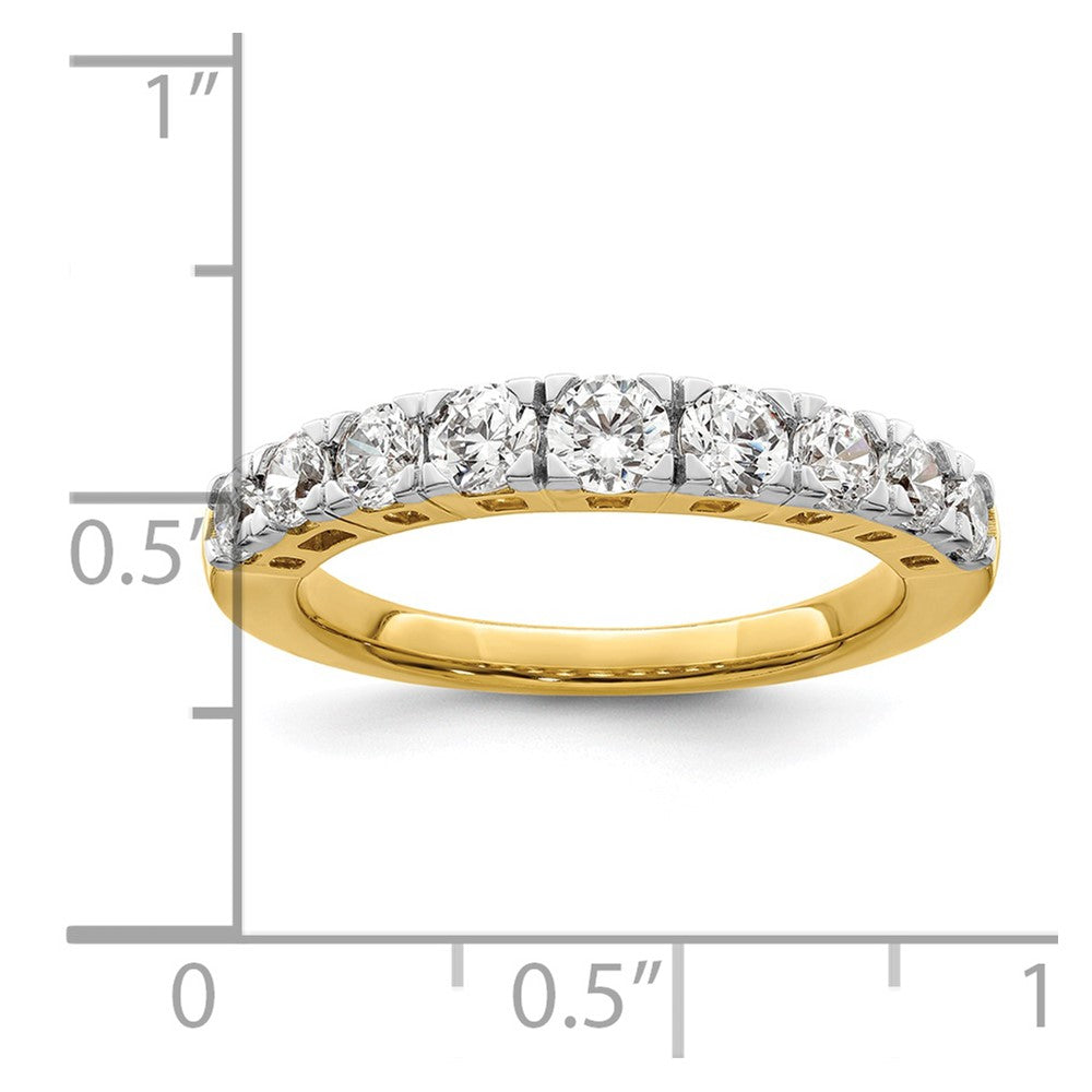 14K Gelbgold Ring mit 1 ct. im Labor gezüchteten Diamanten VS/SI+ G+, Neun-Stein-Fashion-Ring