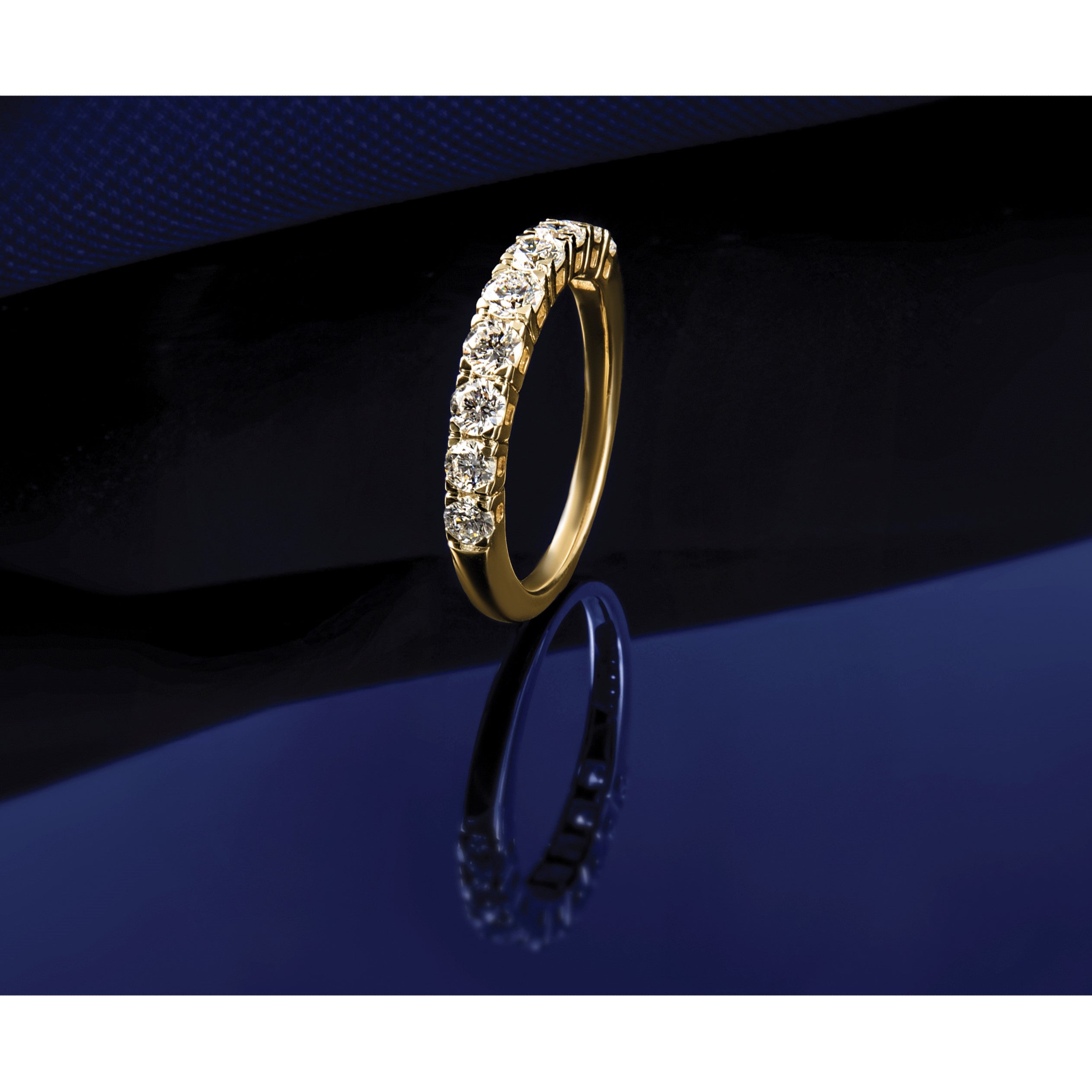 14K Gelbgold Ring mit 1 ct. im Labor gezüchteten Diamanten VS/SI+ G+, Neun-Stein-Fashion-Ring