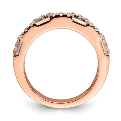 14K Roségold 1 Karat Rund/baguette Diamant Komplett Ehering