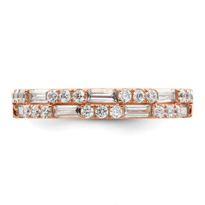 14K Roségold 1 Karat Rund/baguette Diamant Komplett Ehering