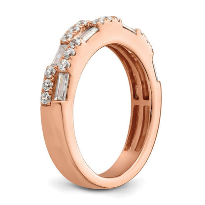 14K Roségold 1 Karat Rund/baguette Diamant Komplett Ehering