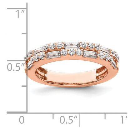 14K Roségold 1 Karat Rund/baguette Diamant Komplett Ehering