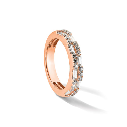 14K Roségold 1 Karat Rund/baguette Diamant Komplett Ehering
