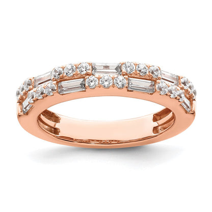 14K Roségold 1 Karat Rund/baguette Diamant Komplett Ehering
