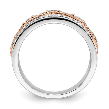 14K Weiß/ Roségold Weiß und Rose 1 Karat Komplett Diamant Ehering