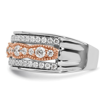 14K Weiß/ Roségold Weiß und Rose 1 Karat Komplett Diamant Ehering