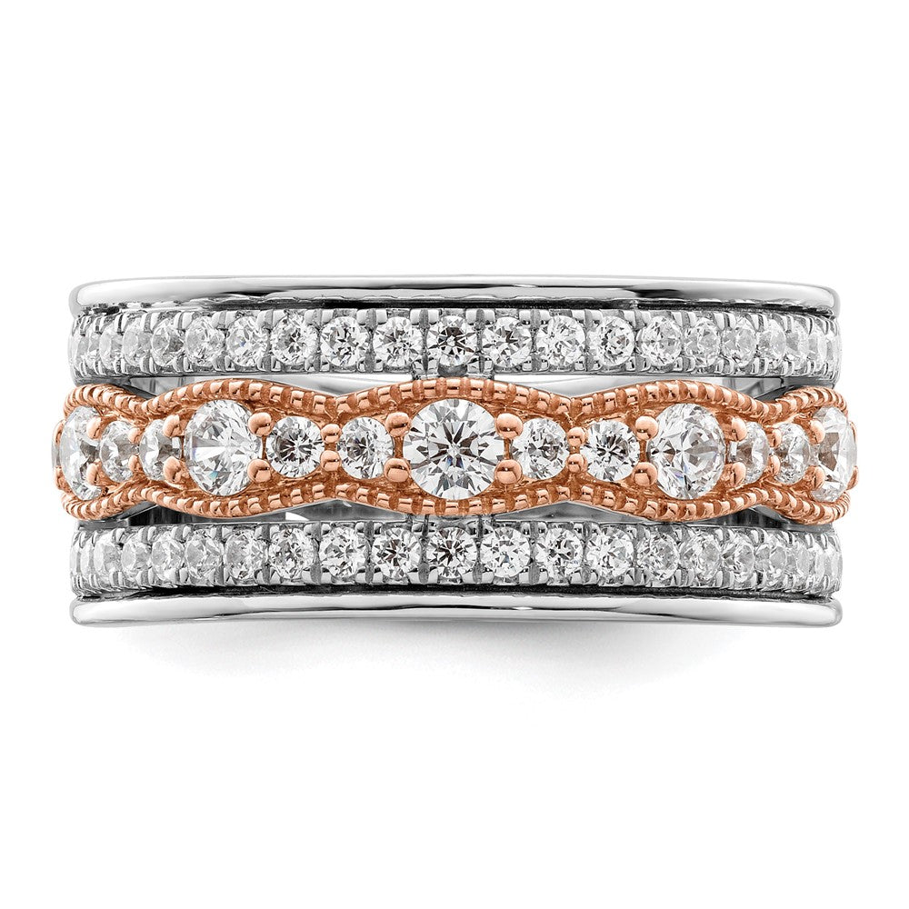 14K Weiß/ Roségold Weiß und Rose 1 Karat Komplett Diamant Ehering