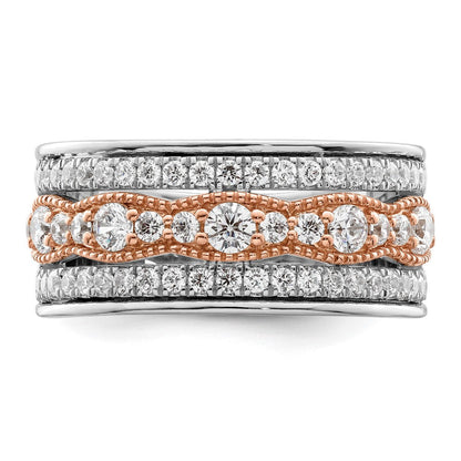 14K Weiß/ Roségold Weiß und Rose 1 Karat Komplett Diamant Ehering