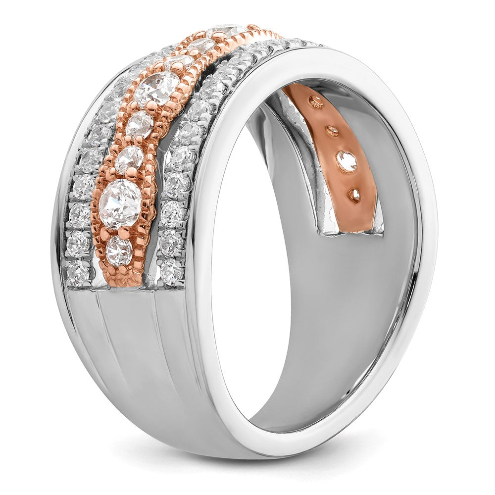 14K Weiß/ Roségold Weiß und Rose 1 Karat Komplett Diamant Ehering