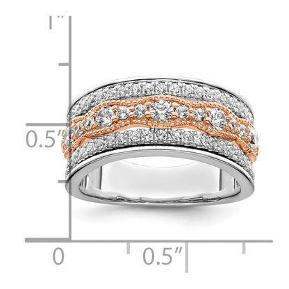 14K Weiß/ Roségold Weiß und Rose 1 Karat Komplett Diamant Ehering