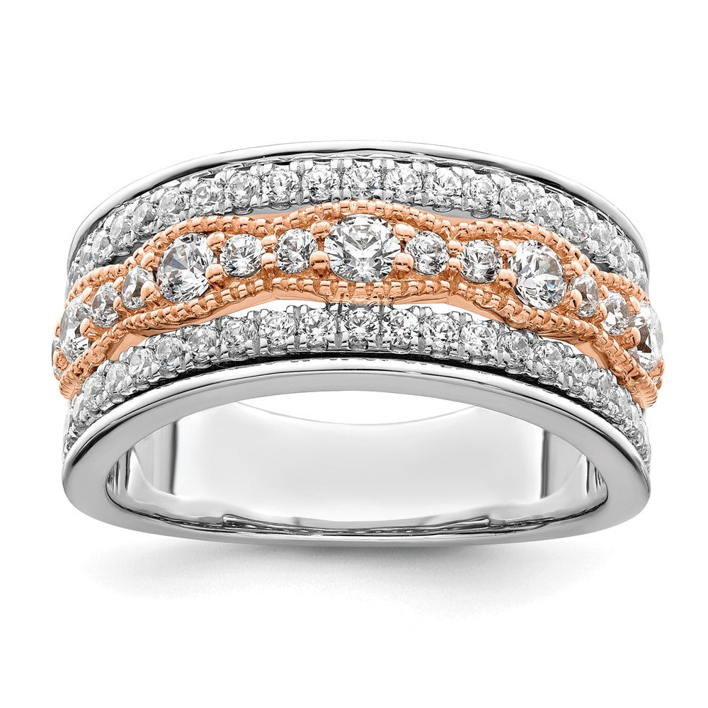 14K Weiß/ Roségold Weiß und Rose 1 Karat Komplett Diamant Ehering
