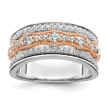 14K Weiß/ Roségold Weiß und Rose 1 Karat Komplett Diamant Ehering