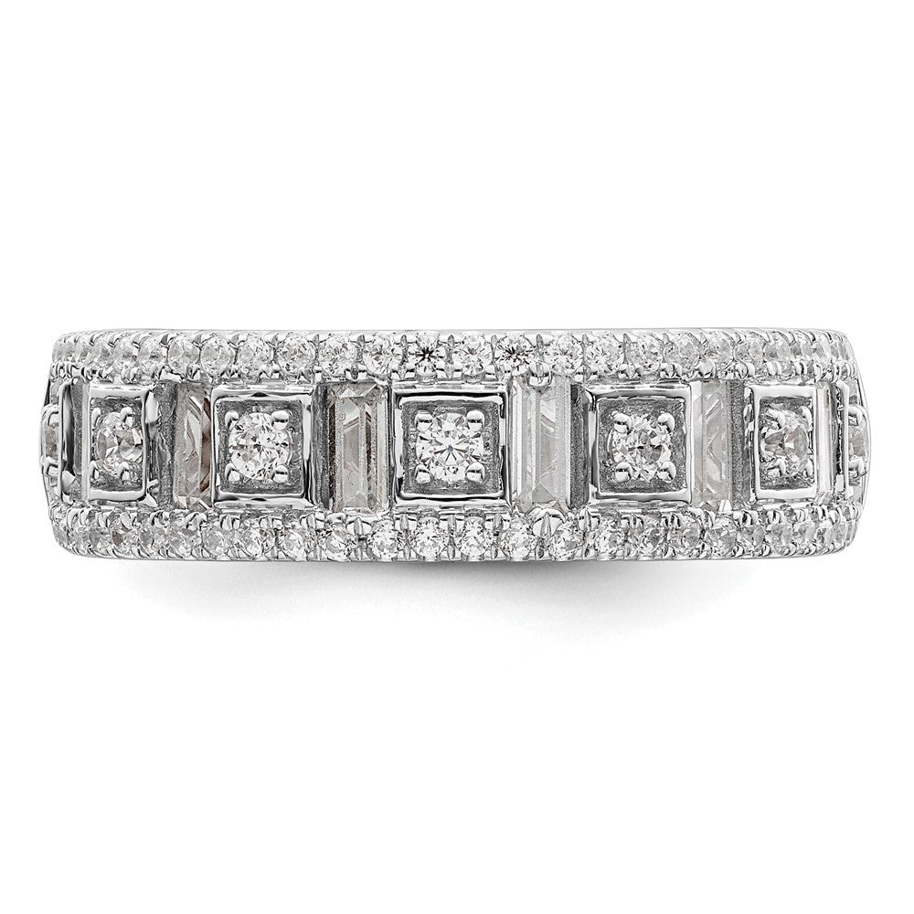 14K Weißgold 7/8 Karat Rund/baguette Komplett Diamant Ring