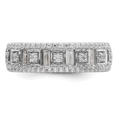 14K Weißgold 7/8 Karat Rund/baguette Komplett Diamant Ring