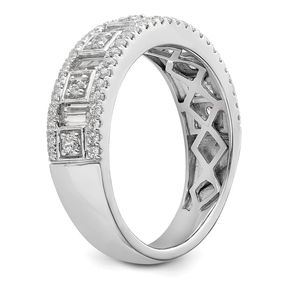 14K Weißgold 7/8 Karat Rund/baguette Komplett Diamant Ring