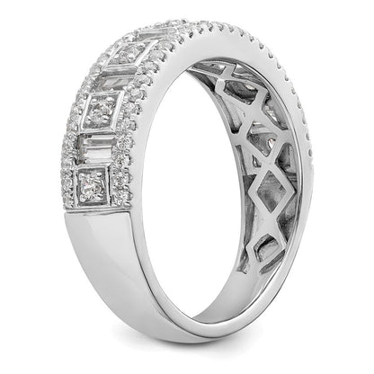 14K Weißgold 7/8 Karat Rund/baguette Komplett Diamant Ring