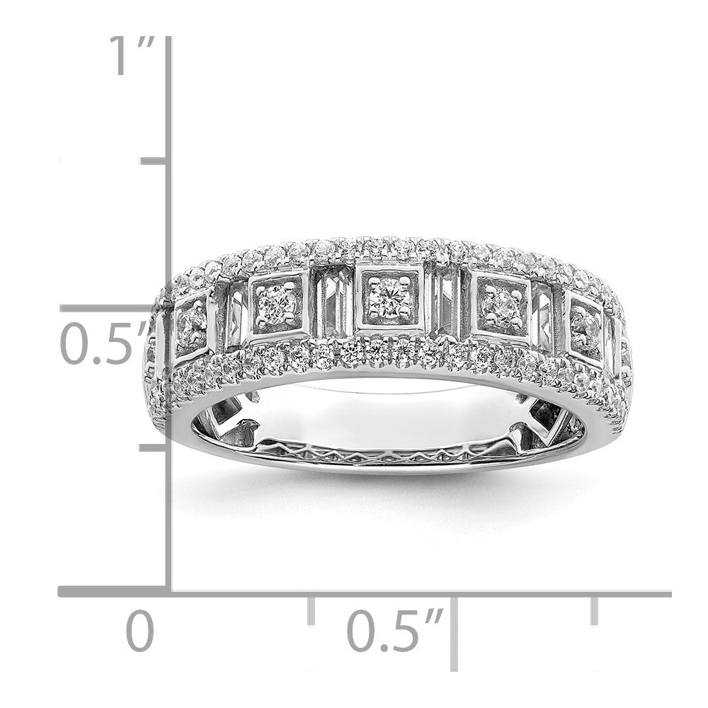 14K Weißgold 7/8 Karat Rund/baguette Komplett Diamant Ring