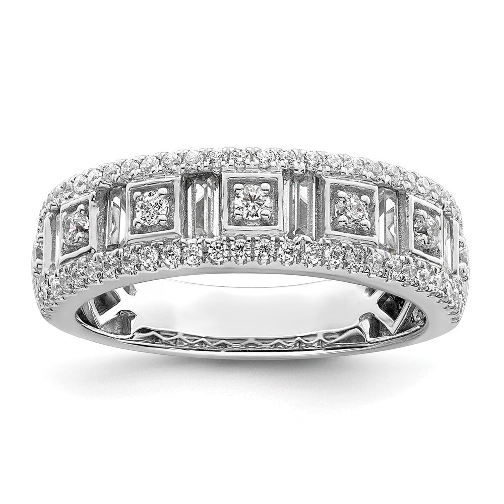 14K Weißgold 7/8 Karat Rund/baguette Komplett Diamant Ring