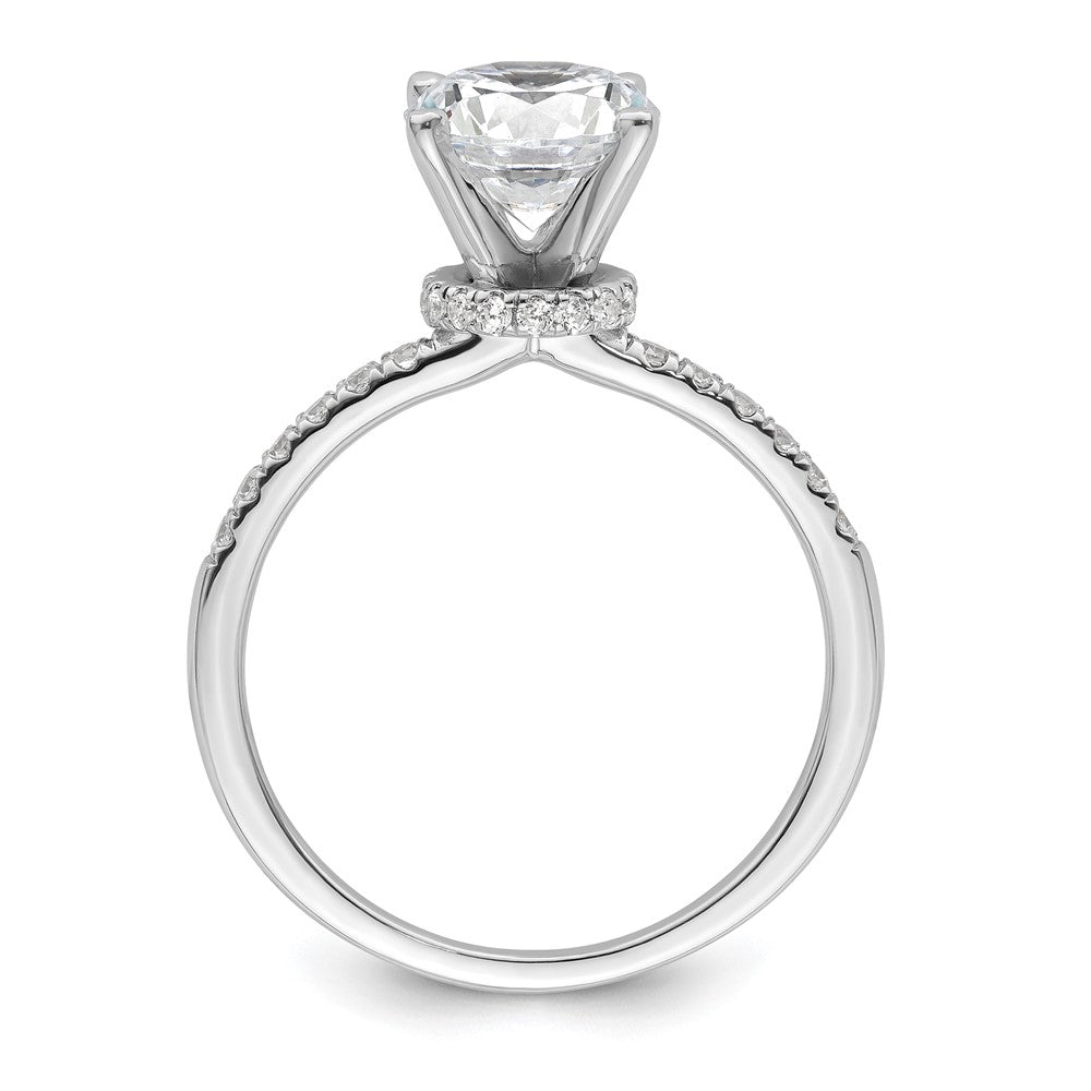 14K Weißgold (holds 1.5 Karat (7.5mm) Rund Mittig) 1/4 Diamant Halbfassung Verlobungsring