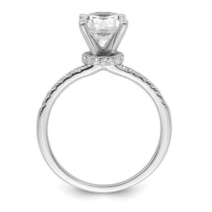 14K Weißgold (holds 1.5 Karat (7.5mm) Rund Mittig) 1/4 Diamant Halbfassung Verlobungsring