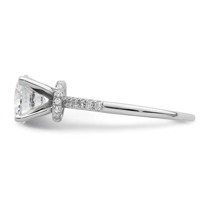 14K Weißgold (holds 1.5 Karat (7.5mm) Rund Mittig) 1/4 Diamant Halbfassung Verlobungsring