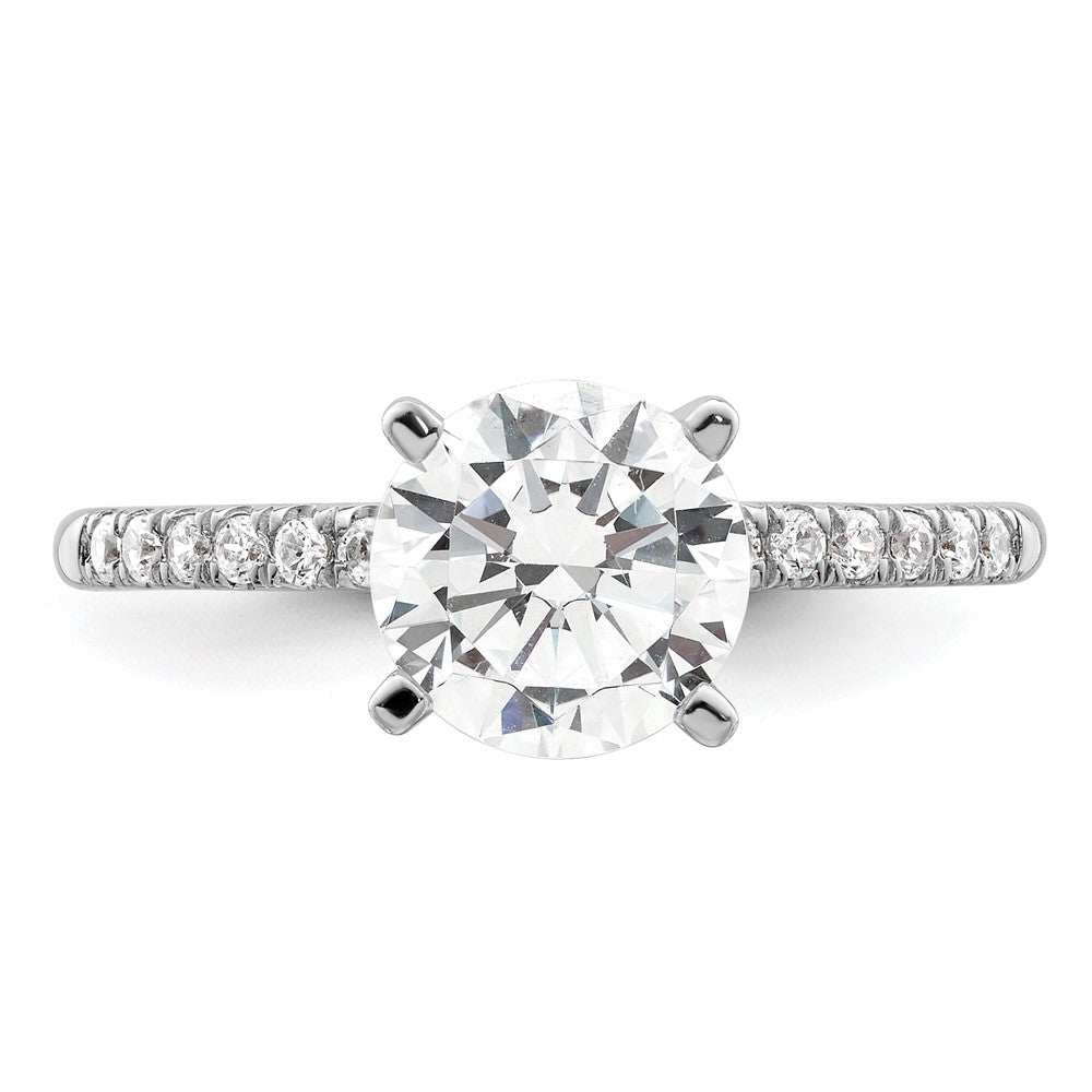 14K Weißgold (holds 1.5 Karat (7.5mm) Rund Mittig) 1/4 Diamant Halbfassung Verlobungsring