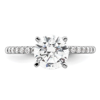 14K Weißgold (holds 1.5 Karat (7.5mm) Rund Mittig) 1/4 Diamant Halbfassung Verlobungsring