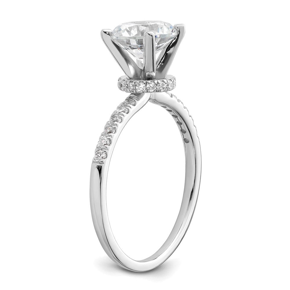 14K Weißgold (holds 1.5 Karat (7.5mm) Rund Mittig) 1/4 Diamant Halbfassung Verlobungsring
