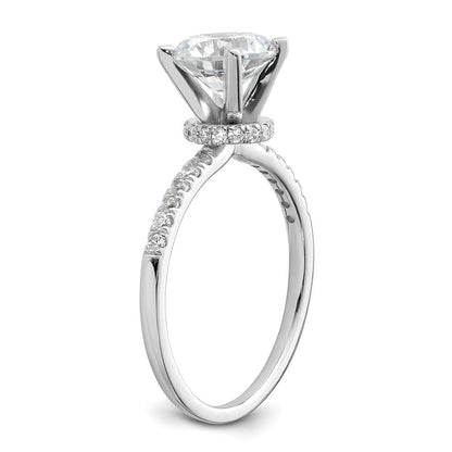 14K Weißgold (holds 1.5 Karat (7.5mm) Rund Mittig) 1/4 Diamant Halbfassung Verlobungsring