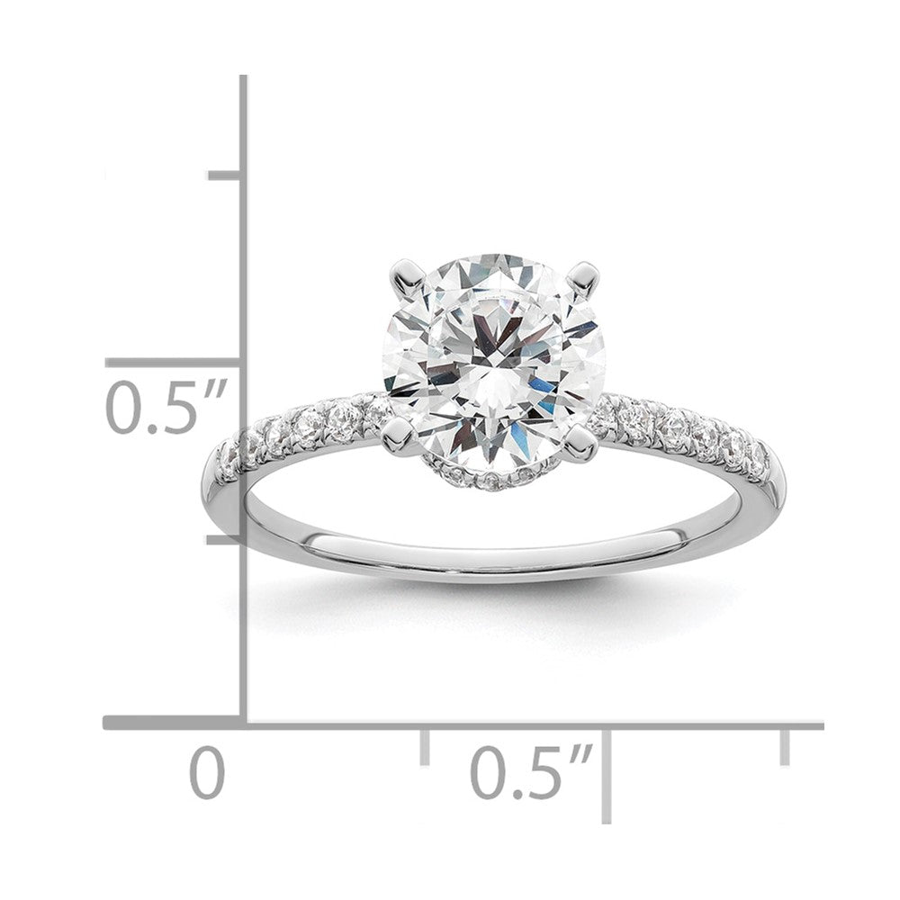 14K Weißgold (holds 1.5 Karat (7.5mm) Rund Mittig) 1/4 Diamant Halbfassung Verlobungsring