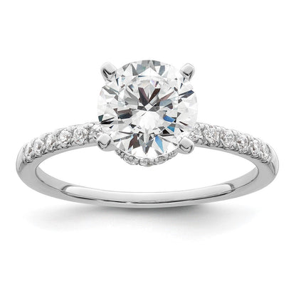 14K Weißgold (holds 1.5 Karat (7.5mm) Rund Mittig) 1/4 Diamant Halbfassung Verlobungsring