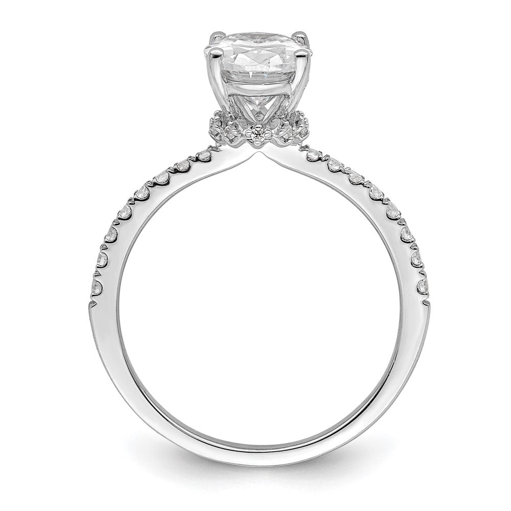 14K Weißgold (holds 1.5 Karat (8.8x6.5mm) Oval Mittig) 1/4 Diamant Halbfassung Verlobungsring