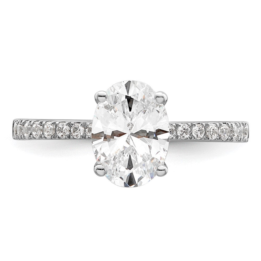 14K Weißgold (holds 1.5 Karat (8.8x6.5mm) Oval Mittig) 1/4 Diamant Halbfassung Verlobungsring