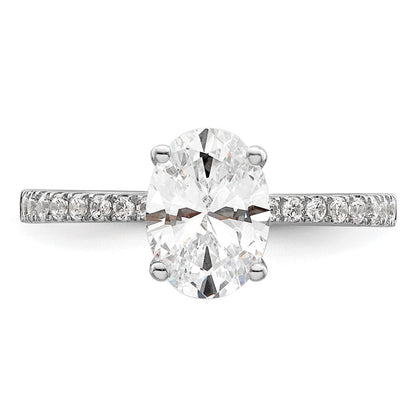 14K Weißgold (holds 1.5 Karat (8.8x6.5mm) Oval Mittig) 1/4 Diamant Halbfassung Verlobungsring