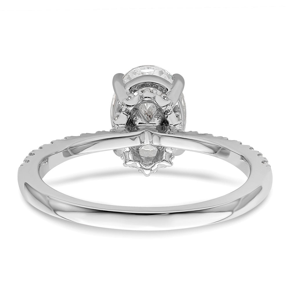 14K Weißgold (holds 1.5 Karat (8.8x6.5mm) Oval Mittig) 1/4 Diamant Halbfassung Verlobungsring