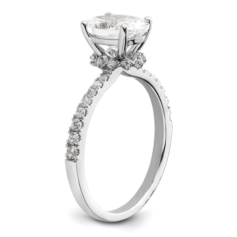 14K Weißgold (holds 1.5 Karat (8.8x6.5mm) Oval Mittig) 1/4 Diamant Halbfassung Verlobungsring