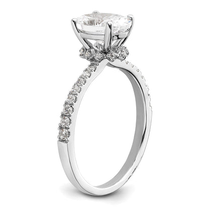 14K Weißgold (holds 1.5 Karat (8.8x6.5mm) Oval Mittig) 1/4 Diamant Halbfassung Verlobungsring