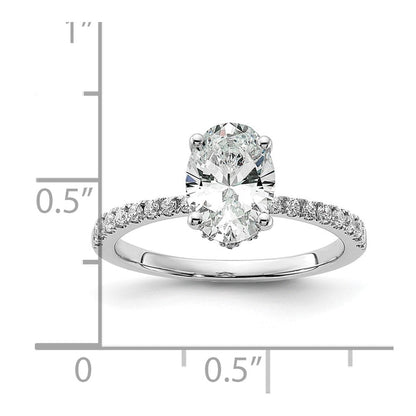 14K Weißgold (holds 1.5 Karat (8.8x6.5mm) Oval Mittig) 1/4 Diamant Halbfassung Verlobungsring