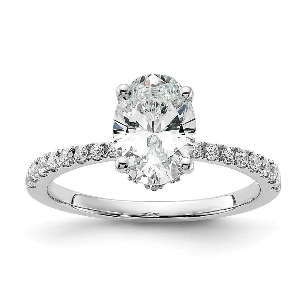 14K Weißgold (holds 1.5 Karat (8.8x6.5mm) Oval Mittig) 1/4 Diamant Halbfassung Verlobungsring