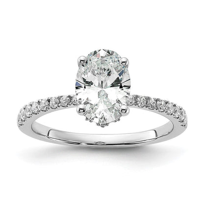 14K Weißgold (holds 1.5 Karat (8.8x6.5mm) Oval Mittig) 1/4 Diamant Halbfassung Verlobungsring