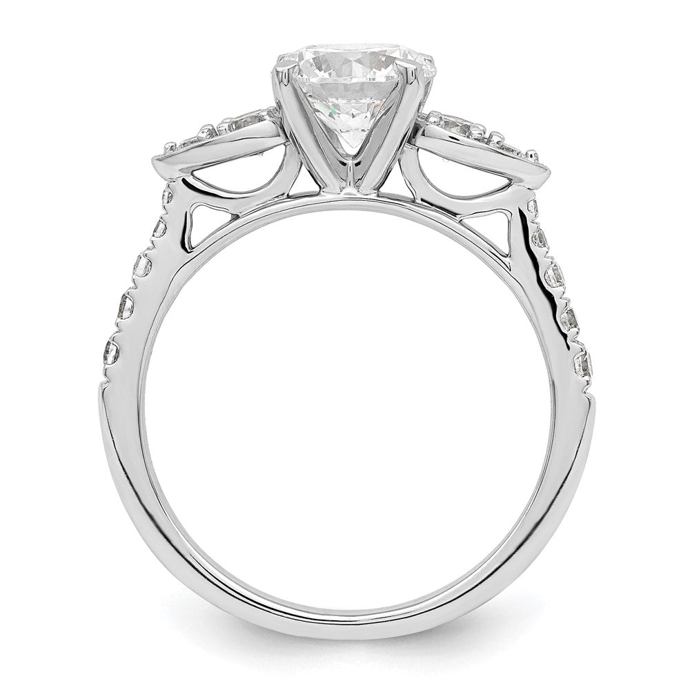 14K Weißgold (holds 1.25 Karat (7.00mm) Rund Mittig) 3/8 Diamant Halbfassung Verlobungsring