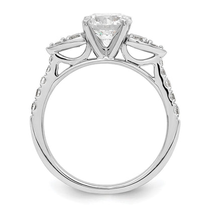 14K Weißgold (holds 1.25 Karat (7.00mm) Rund Mittig) 3/8 Diamant Halbfassung Verlobungsring
