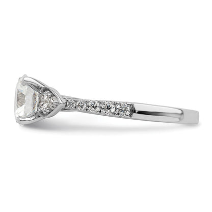 14K Weißgold (holds 1.25 Karat (7.00mm) Rund Mittig) 3/8 Diamant Halbfassung Verlobungsring