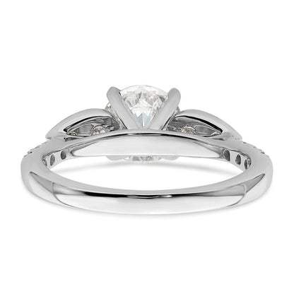 14K Weißgold (holds 1.25 Karat (7.00mm) Rund Mittig) 3/8 Diamant Halbfassung Verlobungsring